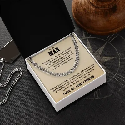 To My Man Cuban Chain Necklace Husband Necklace Gift For Husband From Wife Cuban Link Chain