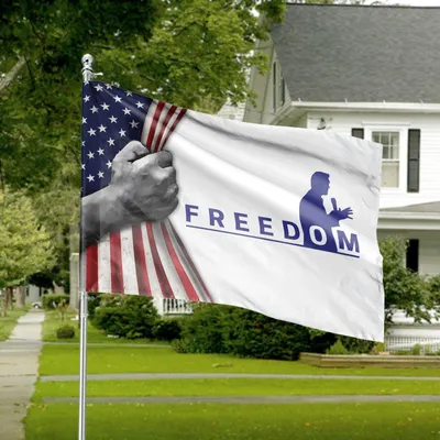 House Flag Freedom Speaker Hand Pulling American Flag Patriotic Statement Banner Decor Horizontal House Flag