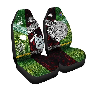 New Zealand And Cook Islands Car Seat Cover Together Red