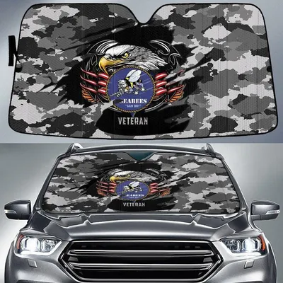Bald Eagle American Flag Gray Black Cow Pattern Printed Car Sun Shades Cover Auto Windshield PrintSyde