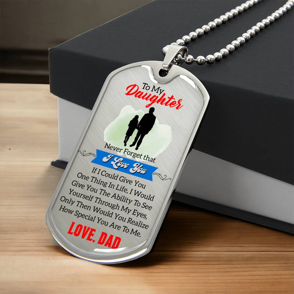 Gift For Daughter - Gift For Her - Daughter Birthday - Gift From Mom - Mother Daughter Gift - Birthday Necklace - Army Tag Necklace, Dog Tag