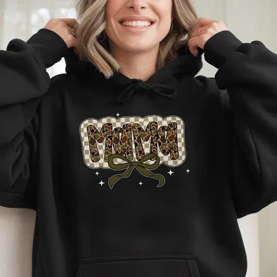 Preppy Camo Mama Coquette Bow Hoodie Duck Camouflage Mama Mama Coquette Camo Bows Hoodie Checkered Mama Hoodie New Mom