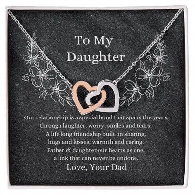 Father To Daughter Hearts As One Necklace Interlocking Hearts Necklace