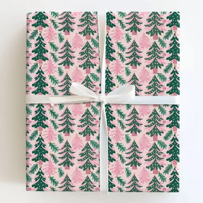 Pink Winter Forest - Gift Wrap for Christmas, Holidays Wrapping Paper, Christmas Wrapping Paper