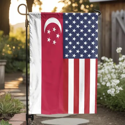 Usa Singapore Friendship Garden Flag, American And Singaporean Unity Outdoor Decor Vertical Garden Flag