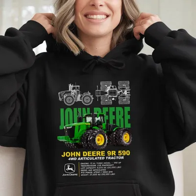 John Deere 9r 590 Series Hoodie & Hoodie, Bold Tractor Graphic, Premium Farming Apparel For Men & Women, Perfect Gift