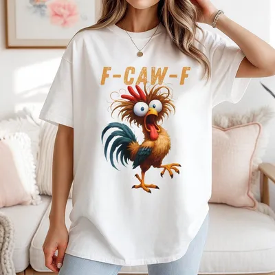 Funny Rooster Meme T-Shirt F Caw F Chicken Humor T-Shirt Silly Farm Animal Graphic Birthday