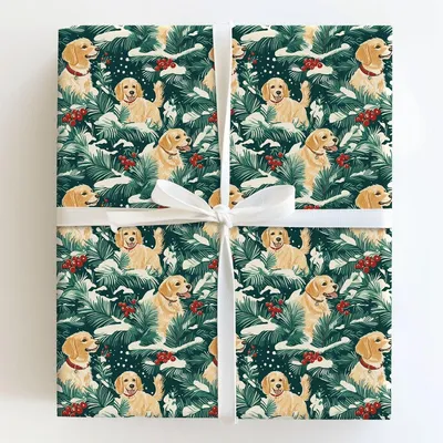 Paws in the Pines - Gift Wrap for Christmas, Holidays Wrapping Paper, Christmas Wrapping Paper