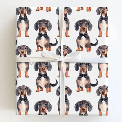 Black Tie with the Dachshunds - Gift Wrap for Christmas, Holidays Wrapping Paper, Christmas Wrapping Paper
