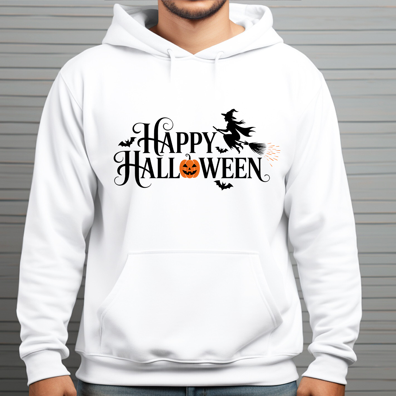 Unisex Hoodie – Happy Halloween Graphic Pullover for Fall