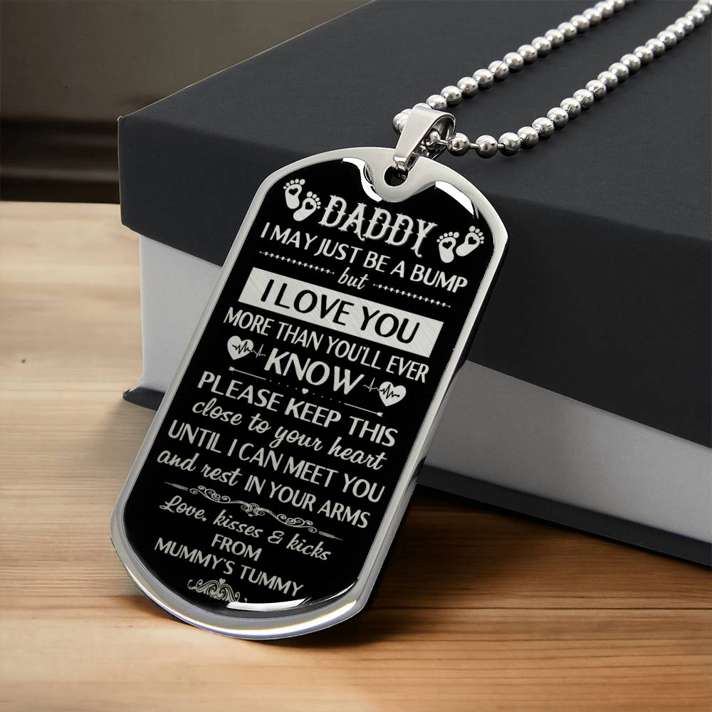 Daddy's Gift From Mommy's Tummy - Father's Day Gift - Daddy Gift - Dog Tag Necklace For New Dad - Pregnancy Gift - Bump Gifts - Army Tag Necklace, Dog Tag