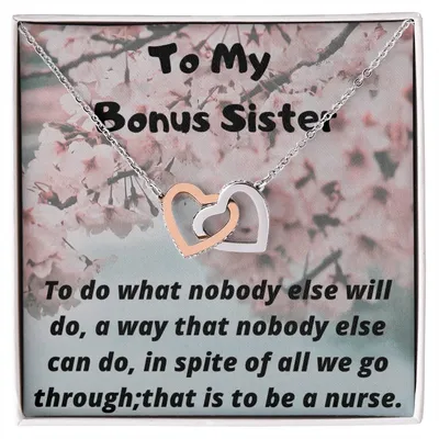 To My Nurse Sister Interlocking Hearts Necklace