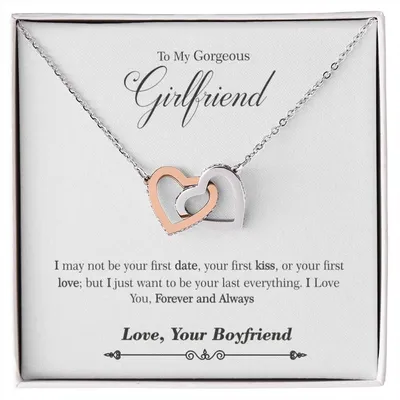 To My Gorgeous Girlfriend Necklace Gift Ideas Interlocking Hearts Necklace