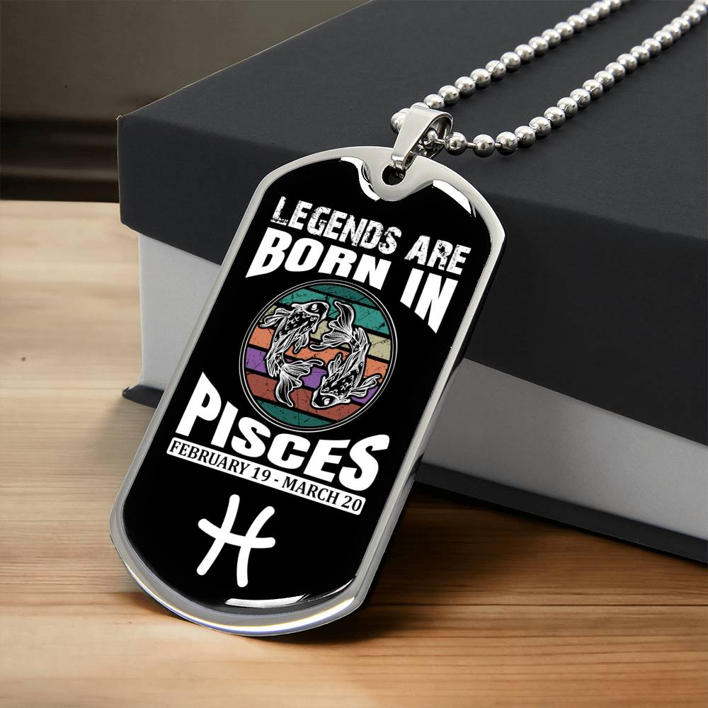 Pisces Legend Personalized Dog Tag Necklace - Army Tag Necklace, Dog Tag