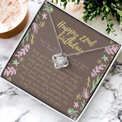 Happy 22Nd Birthday Gifts For 22Nd Birthday 22Nd Birthday Gift For Her 22 Year Old Female Best Friend 22Nd B Love Knot Necklace
