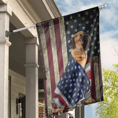 Patriotic Bullmastiff Flag, American Dog Lovers Rustic House Banner Vertical House Flag