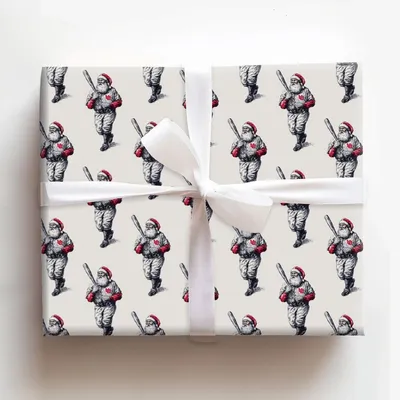 Kringle Cracks One in Crimson - Gift Wrap for Christmas, Holidays Wrapping Paper, Christmas Wrapping Paper