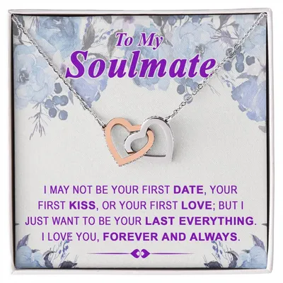 To My Soulmate Last Everything - Interlocked Interlocking Hearts Necklace