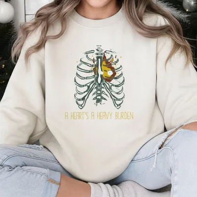 A Heart'S A Heavy Burden Sweatshirt, Howls Moving Castle Sweatshirt, Gift For Him And Her