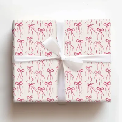 Peony Bow - Gift Wrap for Christmas, Holidays Wrapping Paper, Christmas Wrapping Paper