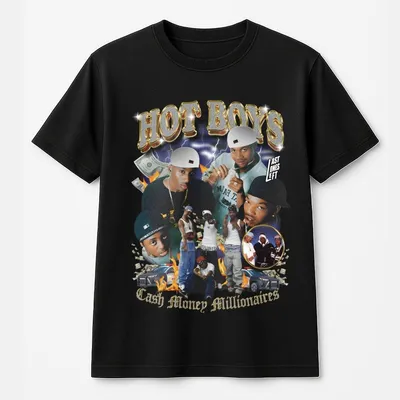 Hot Boys Graphic T-Shirt Cash Money Millionaires T-Shirt 90s Hip Hop Rap T-Shirt Vintage Style Streetwear Retro Music Fan Gift