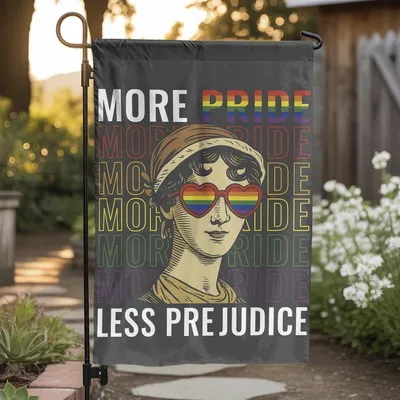 More Pride Less Prejudice Garden Flag – Lgbtq Outdoor Yard Decor With Rainbow Heart Glasses, Equality Sign For Pride Month Or Daily Display Vertical Garden Flag