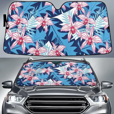 Red Scary Face Flower Classic Palm Leave Car Sun Shades Cover Auto Windshield PrintSyde