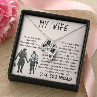 Shieldmaiden Necklace For Your Wife - To My Stunning Soulmate  Jewelry Gifts For Her Unique Romantic Gift Soulmate Jew Double Hearts Necklace