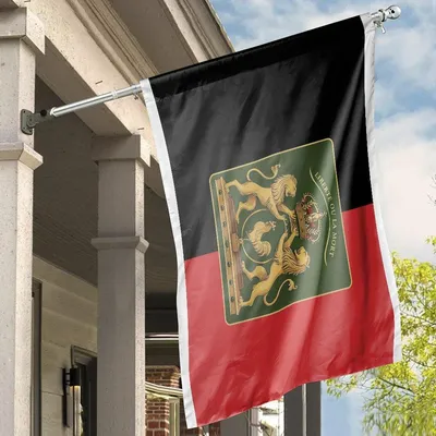 Liberté Ou La Mort Heraldic American House Flag, Crown, Lions & Rooster Emblem Horizontal House Flag
