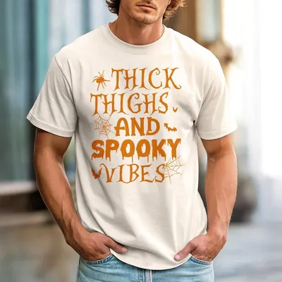 Thick Thighs and Spooky Vibes T-shirt – Funny Unisex Halloween Graphic Tee