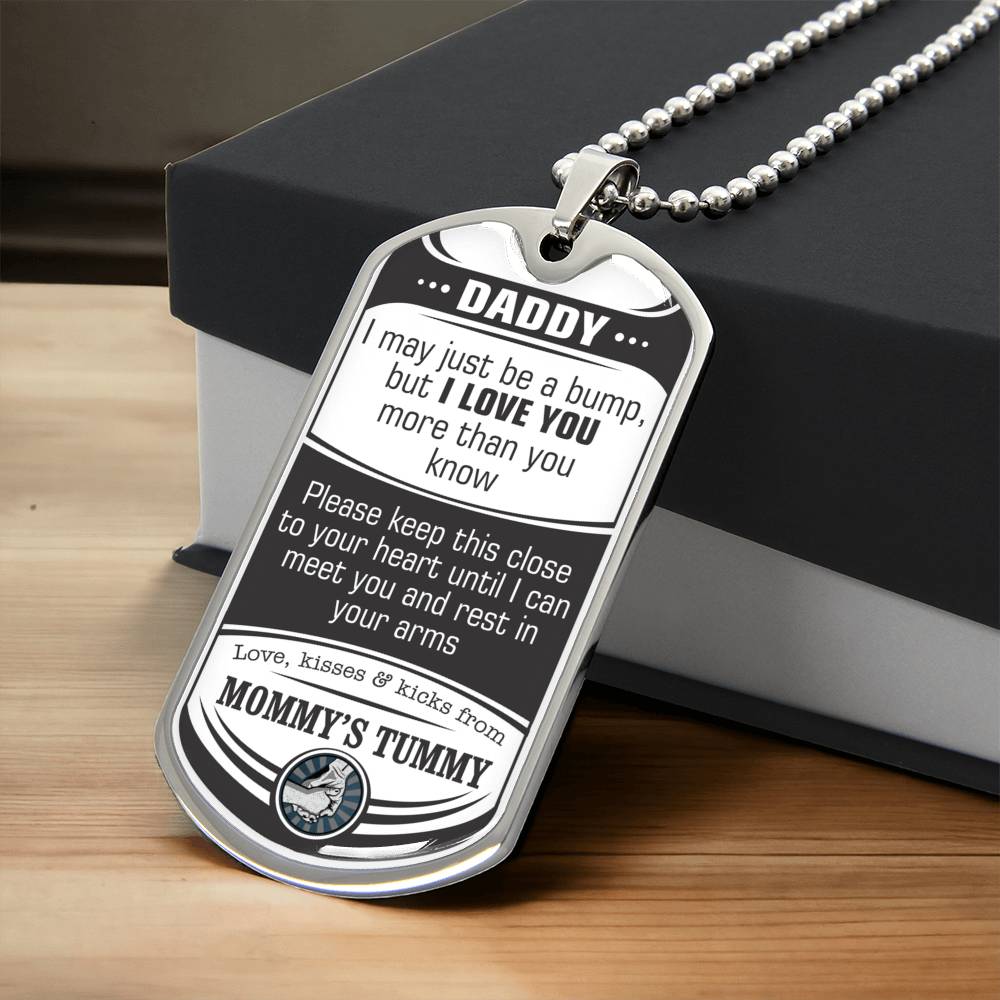 Gift For New Dad From Bump, To My Daddy, Gift For Daddy, Daddy Dog Tag, Father's Day Gift, Gift From Tummy, Daddy Gift - Army Tag Necklace, Dog Tag