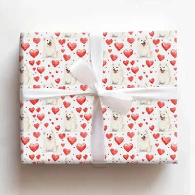 Samoyed Valentine - Gift Wrap for Christmas, Holidays Wrapping Paper, Christmas Wrapping Paper