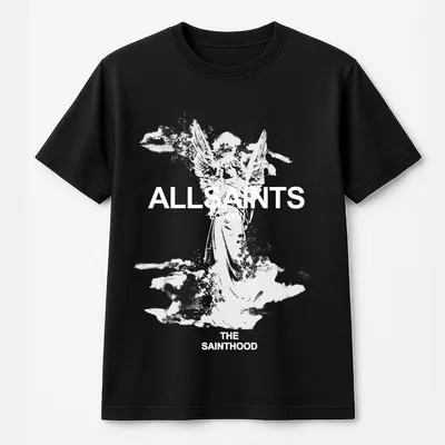 Allsaints Angel Graphic T-Shirt, Unisex Vintage T-Shirt, Gothic Angel Backprint, The Sainthood Streetwear, Summer Outfit
