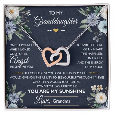 To My Granddaughter Message Card Necklace From Grandma Interlocking Hearts Necklace