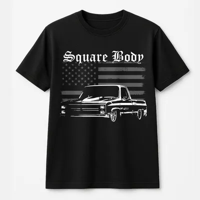Chevrolet Square Body Classic Chevy Pickup Truck T-Shirt,Vintage American Flag Graphic,Retro Street Truck