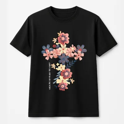 Jesus Is The Light Unisex T-Shirt,Walking By Faith Not By Sight T-Shirt,Floral Christian T-Shirt,Christian Women T-Shirt,Bible Verse T-Shirt