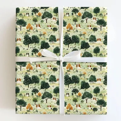 Park Day with Cavalier King Charles - Gift Wrap for Christmas, Holidays Wrapping Paper, Christmas Wrapping Paper
