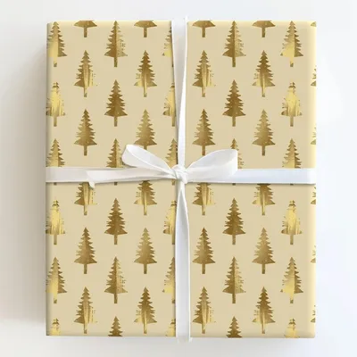 Pining Gold - Gift Wrap for Christmas, Holidays Wrapping Paper, Christmas Wrapping Paper