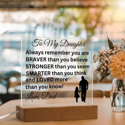 Gift for Daughter from Dad - Loved More Than You Know - Acrylic Square Plaque