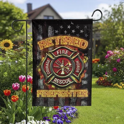 Vertical Garden - Retired Firefighter Flag, Courage Honor Rescue Garden Flag, Gift For Firefighters And Heroes Vertical Garden Flag