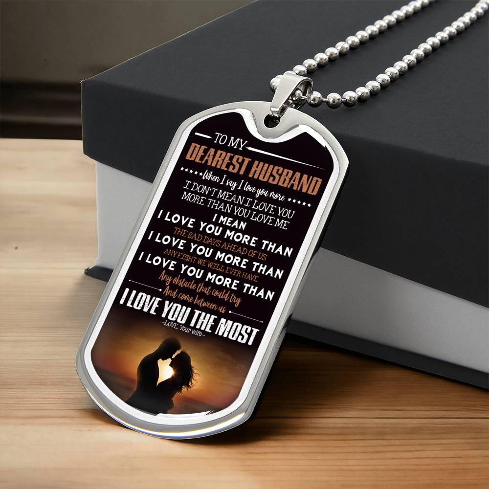 To My Dearest Husband - Army Tag Necklace, Dog Tag