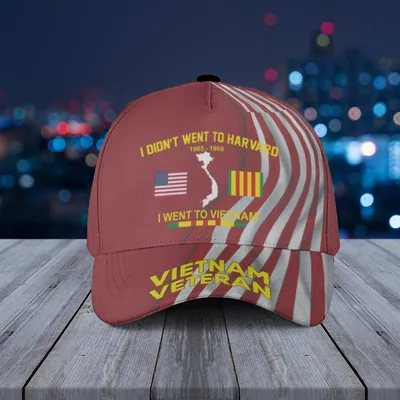 Baseball Cap Vietnam Veteran I Went To Vietnam Not Harvard With Ribbon And Flag Design Baseball Cap