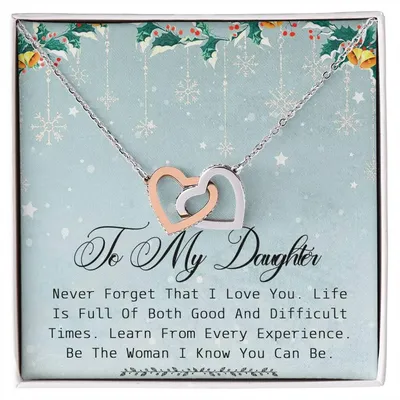 To My Daughter Interlocking Hearts Necklace Message Card