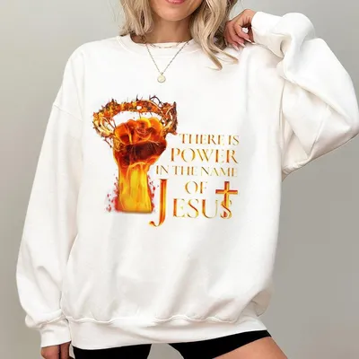 Cool Mens Power Sweatshirt Extra Large Men Power In The Name Of Jesus Sweatshirt Cool Mens  Graphic Printed Unisex