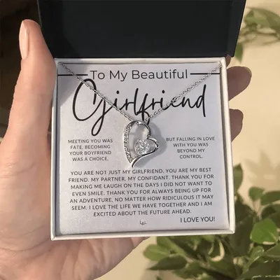 To My Girlfriend, With Love - Thinking Of You - Sentimental And Romantic Gift For Her Forever Love Necklace