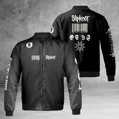 Slipknot Band Jacket, Windproof Bomber Jacket, Masked Barcode Style, Nu Metal Streetwear, Concert Fan Gift Bomber Jacket