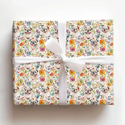 Garden with the Bulldog - Gift Wrap for Christmas, Holidays Wrapping Paper, Christmas Wrapping Paper