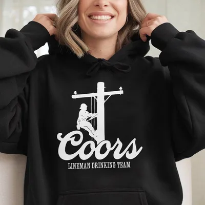Coorss Lineman Graphic Hoodie, Classic Drinking Team Design, Soft Comfortable Fit, Unisex Hoodie For Men And Women