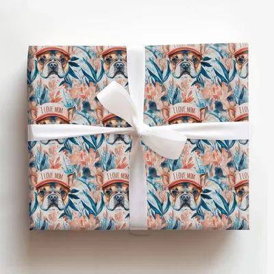 Mom's Favorite Frenchie - Gift Wrap for Christmas, Holidays Wrapping Paper, Christmas Wrapping Paper