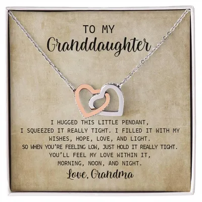 To My Granddaughter - I Love You Message - Tmg03 Interlocking Hearts Necklace